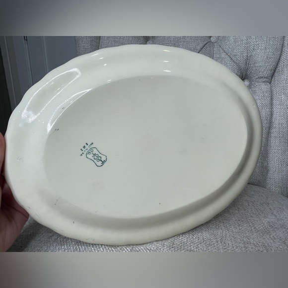 Vintage TST Taylor Smith Taylor Co China Pink Floral Gold Serving Platter - Picture 4 of 4